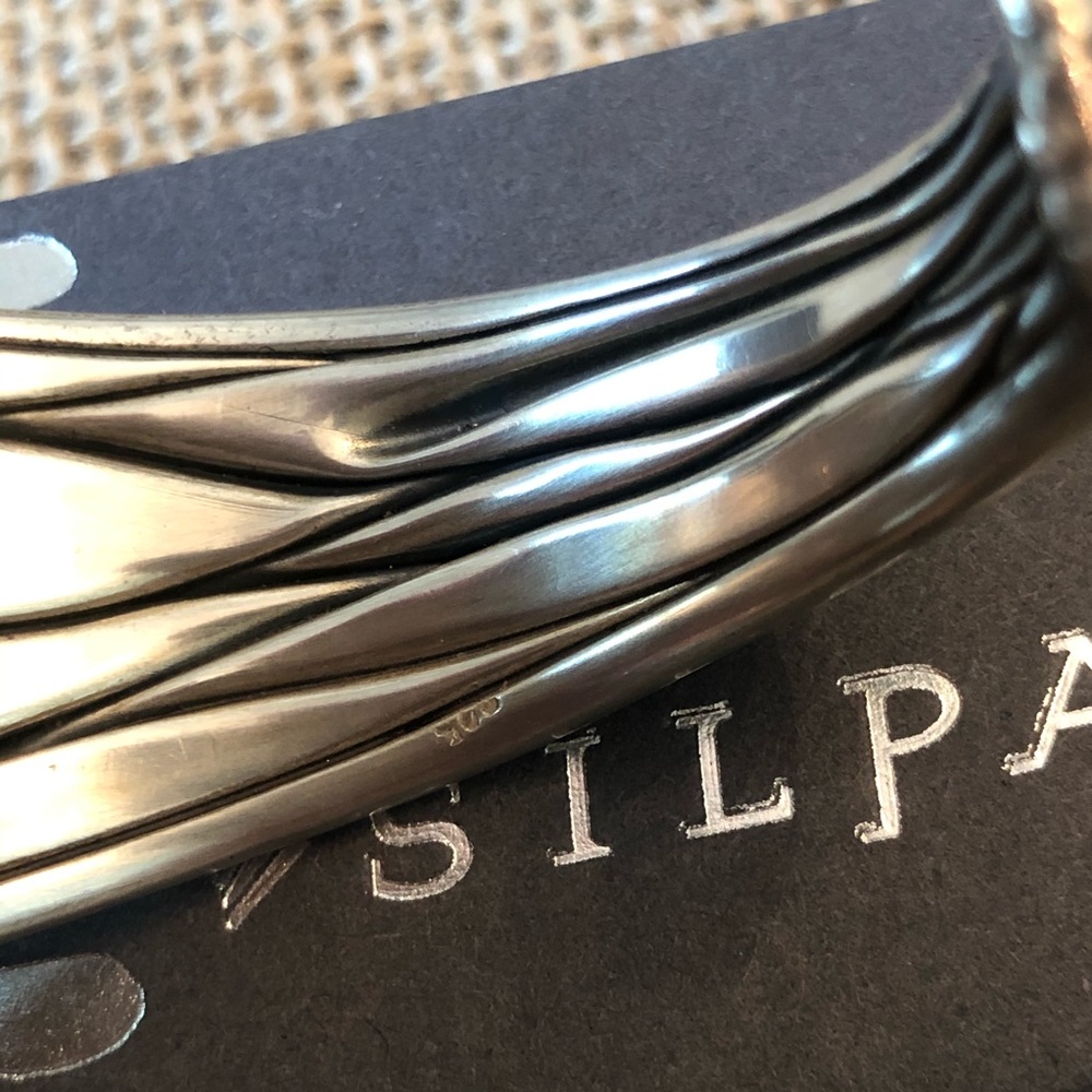 RARE Silpada Sterling Silver .935 Oxidized Artisan Wrinkled Fold Cuff Bracelet - Picture 5 of 7